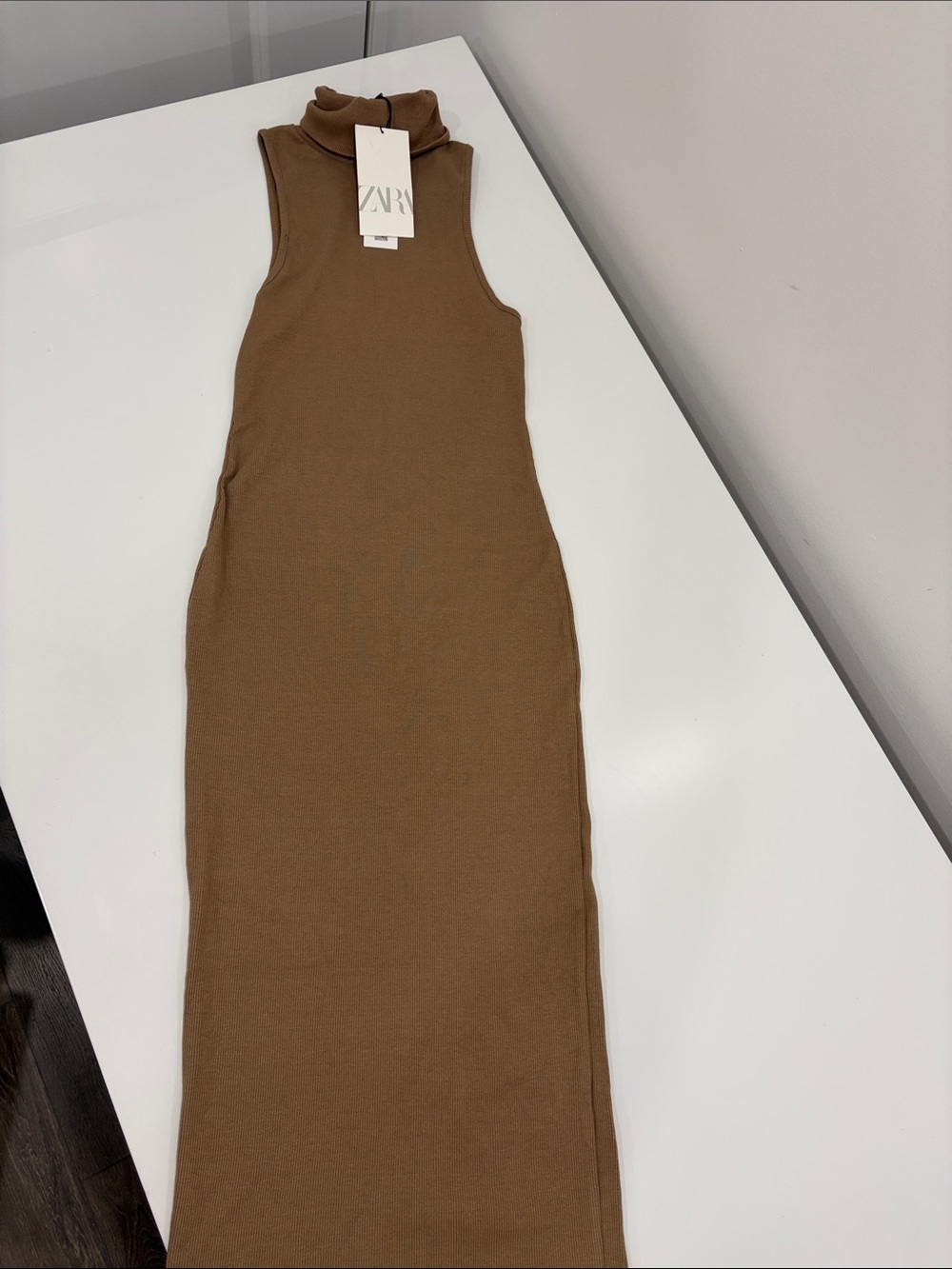 ZARA Sleeveless Turtleneck Maxi Dress in Warm Brown